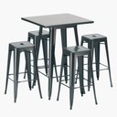 Ver imagem 1 de Kit Mesa Tolix Alta com 4 Banquetas Tolix ? Estilo Industrial Bar, Restaurante e Área Gourmet