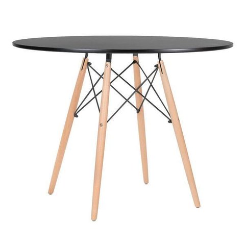 Mesa Eames Tampo Redondo Mdf 110cm Preto Empório Tiffany