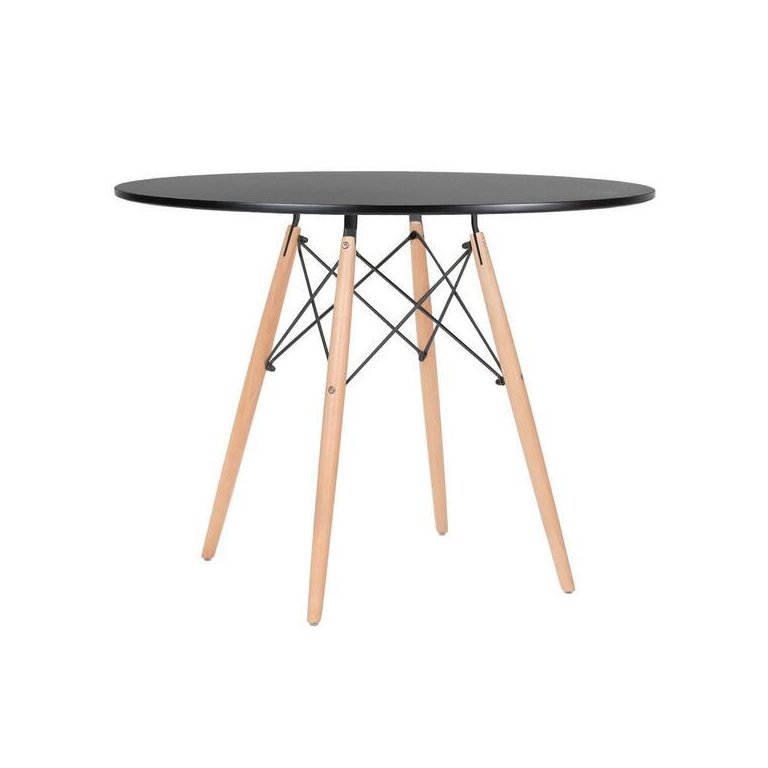 Mesa Eames Tampo Redondo Mdf 110cm Preto Empório Tiffany