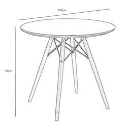 Mesa Eames Tampo Redondo Mdf 110cm Preto Empório Tiffany - 2