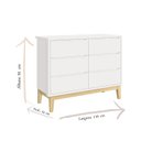 Ver imagem 2 de Cômoda Infantil 6 Gavetas Classic Branco Acetinado com Pés Natural – Reller