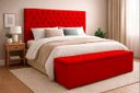 Ver imagem 2 de Kit Cabeceira com Baú Mirage Capitonê 160 cm Suede Vermelho- Biselo'S Decor