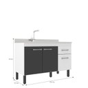 Ver imagem 3 de Balcão de Cozinha Branco/Preto Monaco 2 Portas e 2 Gavetas