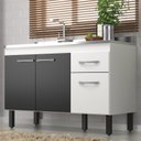 Ver imagem 1 de Balcão de Cozinha Branco/Preto Monaco 2 Portas e 2 Gavetas