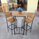 Ver imagem 2 de Banqueta Ferro e Madeira Fixa Sudeste Rústico