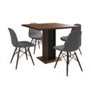 Ver imagem 6 de Mesa Jantar Londres Quadrada Amêndoa 90cm Base Preta 4 Cadeiras Eames Estofadas Grafite Madeira