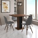 Ver imagem 1 de Mesa Jantar Londres Quadrada Amêndoa 90cm Base Preta 4 Cadeiras Eames Estofadas Grafite Madeira