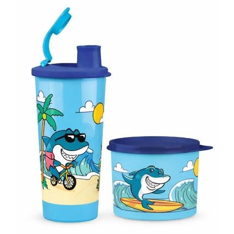Kit Copo com Bico 470ml + Redondinha 500ml Surf Tupperware