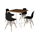 Ver imagem 6 de Mesa Jantar Industrial Amêndoa 90X90Cm Base V Ferro Branco C/4 Cadeiras Madeira Preta Cor: Amendoa
