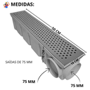 Ver imagem 5 de Ralo Perfurado Inox 10 X 50 Espelhado com Caixa Pluvial Cinza Saídas 75mm