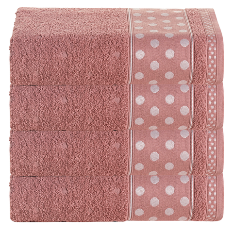 Kit 4 Toalhas de Banho 100% Algodão 1,50m X 75cm Alta Absorção Bordada Premium:rose