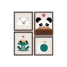 Kit 4 Mini Quadros Animais Cute Branco - 3