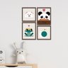 Kit 4 Mini Quadros Animais Cute Branco - 2