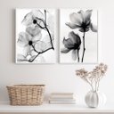 Ver imagem 2 de Kit 2 Quadros para Sala Fotografias Flores Transparentes 24x18cm:madeira Branca