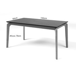 Mesa de Jantar 6 lugares 160cm Madeira Maciça Tampo Laminado IMBUIA - 4