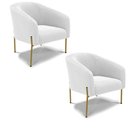 Ver imagem 1 de Cadeira Sala de Jantar Pé Ferro Dourado Kit 2 Stella Bouclê D03 - D'Rossi Cor Off White