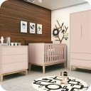 Ver imagem 1 de Berço Americano Mini Cama Rosa Fosco Classic Madeira Natural