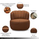 Ver imagem 5 de Conjunto Sala de Estar Decorativo Mariele Poltrona Base Giratória em Aço com Puff Couro Conhaque G88