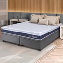 Ver imagem 1 de Conjunto Box Baú Cinza Durban Azul Espuma D28 King 193x203x64 - King House