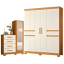 Ver imagem 1 de Guarda Roupa Casal Olimpia 10 Portas e Cômoda Belize Plus Cinamomo Off White - Móveis Albatroz