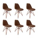 Ver imagem 1 de Kit 6 Cadeiras Jantar Estofadas Caramelo Eiffel Eames Base Cobre