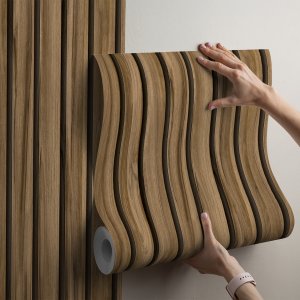 Papel de Parede Adesivo Ripado Madeira | Efeito 3d, Fácil de Aplicar, Elegante
