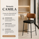 Ver imagem 5 de Banqueta Cozinha Alta 98cm com Encosto Bancada Ilha Industrial Aço Preto Conhaque Preto