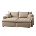 Ver imagem 2 de Sofá Orion 3 Lugares Retrátil 160cm Creme Linho Cama com Chaise Estrutura Madeira