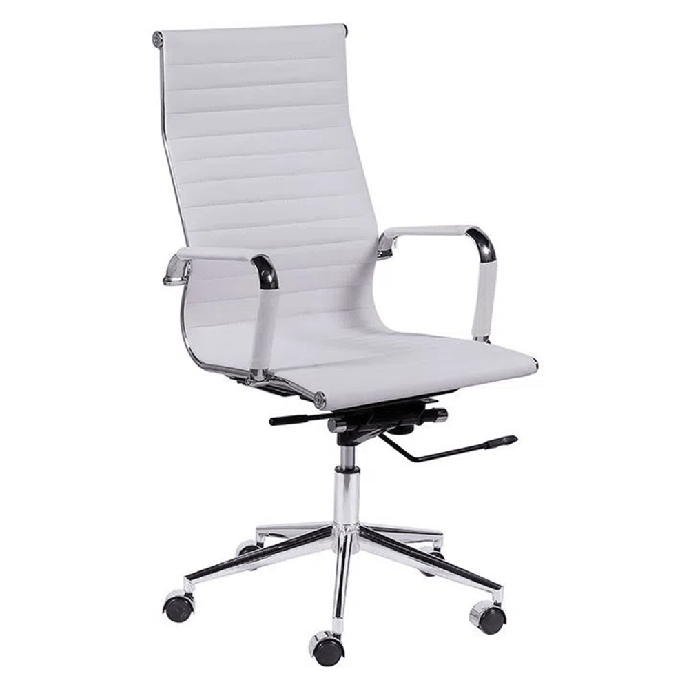 Ver imagem 2 de Kit 2 Cadeiras de Escritório Presidente Giratória Pu Branco com Braços