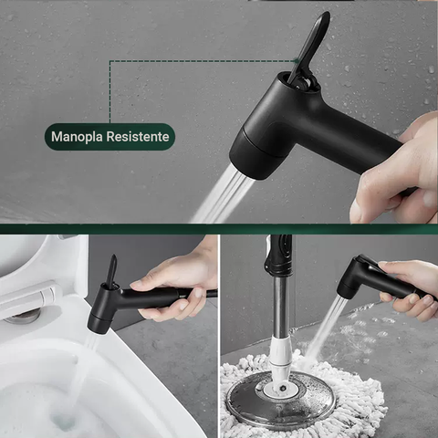 Ducha Higiênica 1/4v Registro Metal Banheiro Preta Fc-101