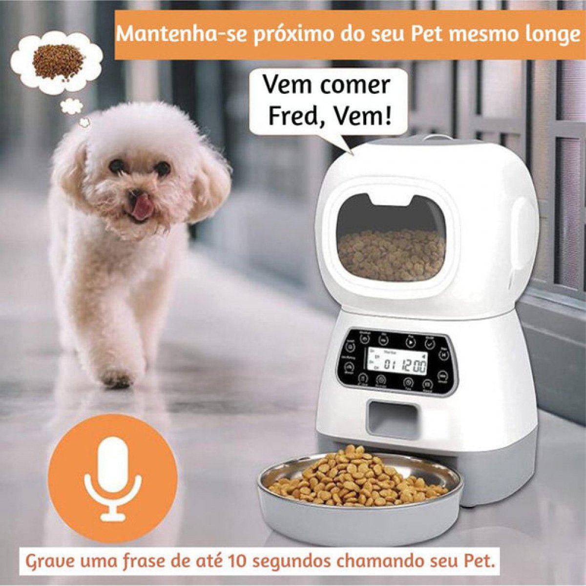 Alimentador Comedouro Pet Cachorro Gato Programavel Comida Raçao Animais Estimaçao Porçoes Horario D - 4