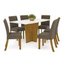 Ver imagem 2 de Conjunto Sala de Jantar Mesa 6 Cadeiras Kaciane Bege/Nature/Off White