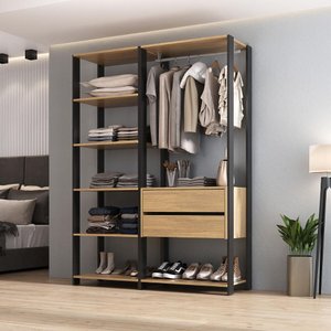 Guarda-roupas Closet Modulado 2 Peças com 2 Gavetas e Cabideiro Multimóveis Mp4320