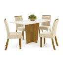 Ver imagem 2 de Conjunto Sala de Jantar Mesa e 4 Cadeiras Kaciane Marrom/Nature/Off White/Linho