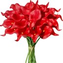 Ver imagem 1 de 10 Flores Vermelho 35cm Calla Copo de Leite Artificial