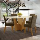 Ver imagem 1 de Conjunto Sala de Jantar Mesa e 4 Cadeiras Kaciane Bege/Nature/Off White