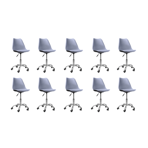 Cadeira Office Base Cromada Oficial com Rodízio Giratória Saarinen - Cinza - 10