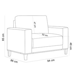 Kit Sofá 3 Lugares 214cm com 02 Poltronas Decorativas Viso M03 Linho Cru - Lyam Decor - 6