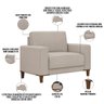 Kit Sofá 3 Lugares 214cm com 02 Poltronas Decorativas Viso M03 Linho Cru - Lyam Decor - 4