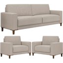 Ver imagem 1 de Kit Sofá 3 Lugares 214cm com 02 Poltronas Decorativas Viso M03 Linho Cru - Lyam Decor