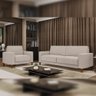 Kit Sofá 3 Lugares 214cm com 02 Poltronas Decorativas Viso M03 Linho Cru - Lyam Decor - 2