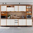 Ver imagem 2 de Cozinha Modulada Ravena 6 Peças 15 Portas com Paneleiro Duplo e Cristaleira Poliman Móveis