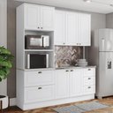 Ver imagem 2 de Cozinha Modulada Americana 3 Peças com Balcão 120cm sem Tampo branco/calcare - Móveis Henn