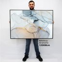 Ver imagem 2 de Quadro Decorativo em Canvas Abstrato Mármore Neutro TaColado Moldura Flutuante 4,5cm Preta 120 x 80c