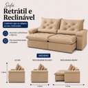 Ver imagem 3 de Sofá Veneza Retrátil Reclinável 280m - Bege