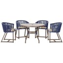 Ver imagem 1 de Mesa com 4 Cadeiras e Noronha Estofado 6 Trama Original Azul
