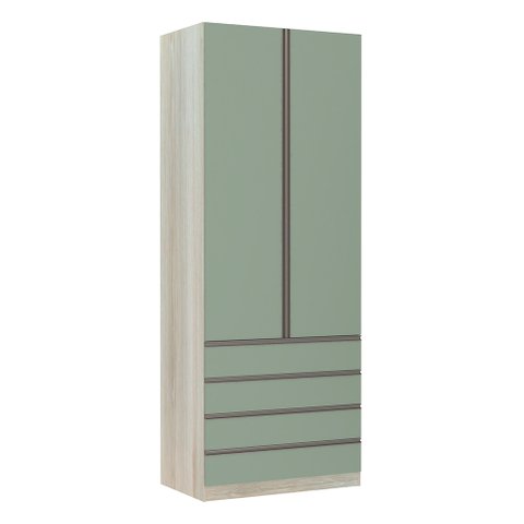 Guarda-roupa Solteiro Luciane 2 Portas 4 Gavetas Prime Plus 90 Cm
