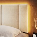 Ver imagem 5 de Cabeceira Estofada Iluminação Led Cama Casal Queen Size 160 Cm:linho Bege