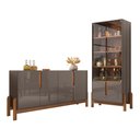 Ver imagem 1 de Conjunto Buffet e Cristaleira Jayce Cinza e Cedro