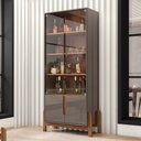 Ver imagem 3 de Conjunto Buffet e Cristaleira Jayce Cinza e Cedro